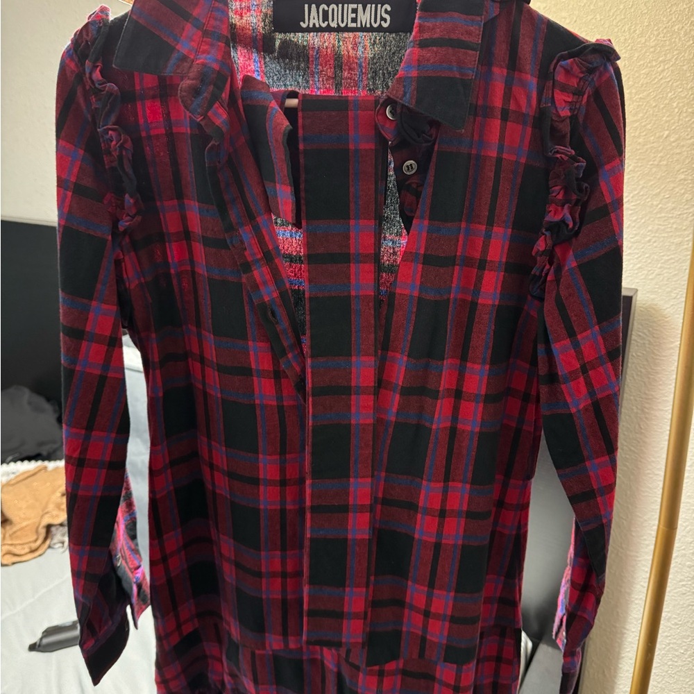 Jacquemus Kids Red and Blue Plaid Shirt